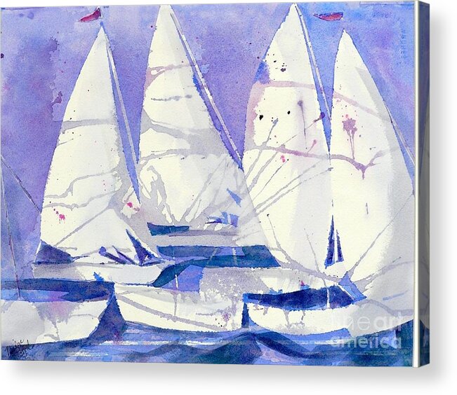 Sailboats Acrylic Print featuring the painting White Sails by Midge Pippel
