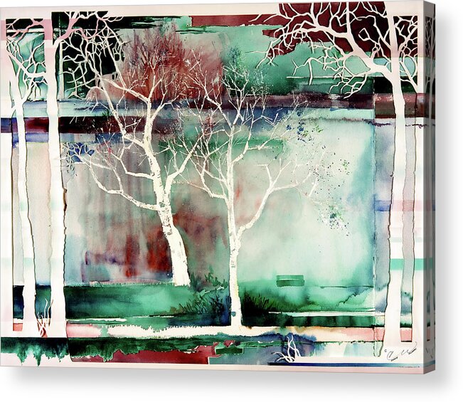  Acrylic Print featuring the painting White Trees by Connie Williams