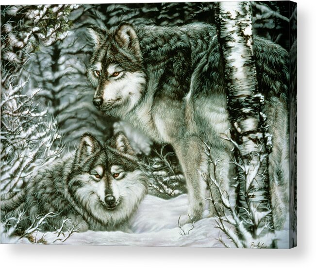Winter Companions Acrylic Print featuring the painting Winter Companions by Jenny Newland