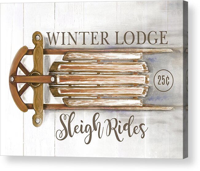 Winter Acrylic Print featuring the mixed media Winter Lodge Sleigh Rides by Diannart