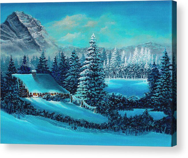 Winter Scene Acrylic Print featuring the painting Winter Scene by Bonnie B Cook