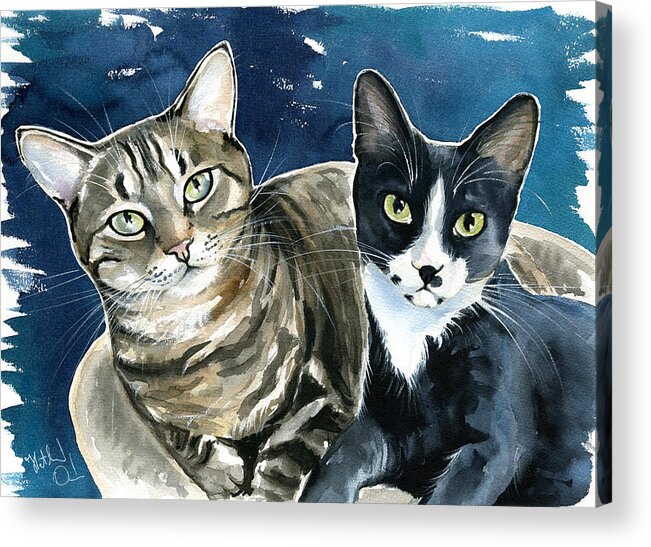 Cat Acrylic Print featuring the painting Xani and Zach Cat Painting by Dora Hathazi Mendes