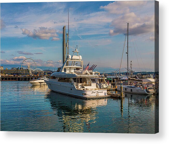 Bay Acrylic Print featuring the photograph Yachts Sailing in Golden Hour by Darryl Brooks