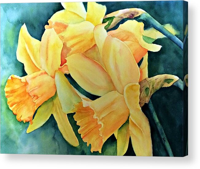 Daffodil Acrylic Print featuring the painting Yellow Splendor by Beth Fontenot