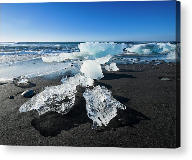 Chucks Acrylic Print featuring the photograph Black Sand Beach With Ice #1 by David L Moore