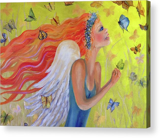 Fairy Acrylic Print featuring the painting Butterflies are Free #1 by Barbara Landry