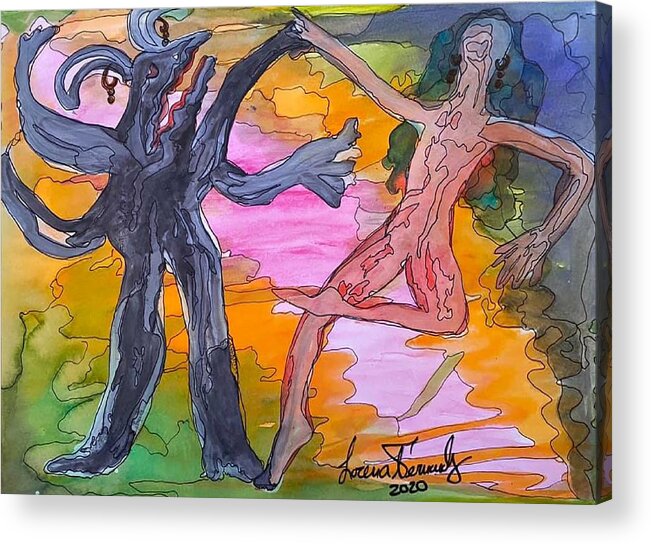  Acrylic Print featuring the painting Dancing With My Shadow by Lorena Fernandez