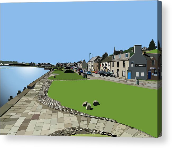 Lossiemouth Acrylic Print featuring the digital art Lossiemouth Esplanade #2 by John Mckenzie