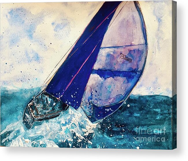 Sailing Acrylic Print featuring the painting The Calm Before The Storm #1 by Sherry Harradence