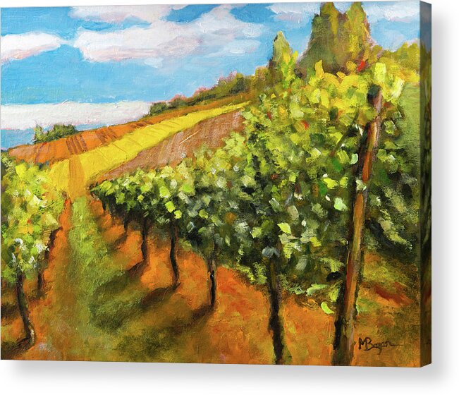 Vineyard Acrylic Print featuring the painting Vineyard in Yamhill County #1 by Mike Bergen