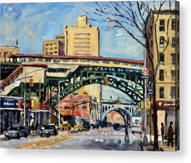 125th Street Acrylic Print featuring the painting 125th and Broadway NYC by Thor Wickstrom