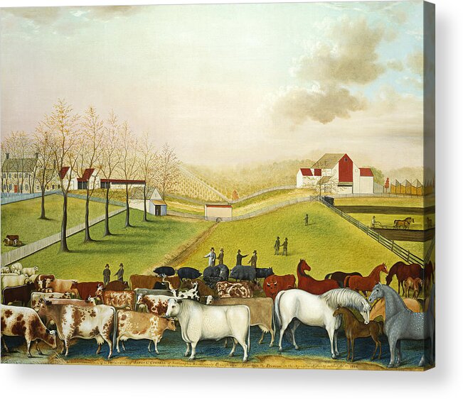 Edward Hicks Acrylic Print featuring the painting The Cornell Farm by Edward Hicks by Mango Art