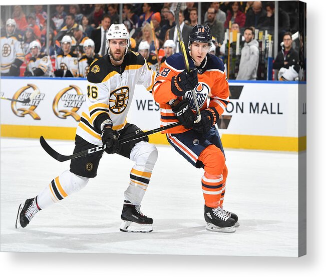 National Hockey League Acrylic Print featuring the photograph Boston Bruins v Edmonton Oilers #18 by Andy Devlin