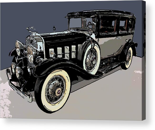 1930 Cadillac Imperial Limousine V16 Acrylic Print featuring the painting 1930 Cadillac Imperial Limousine V16 Digital drawing by Flees Photos