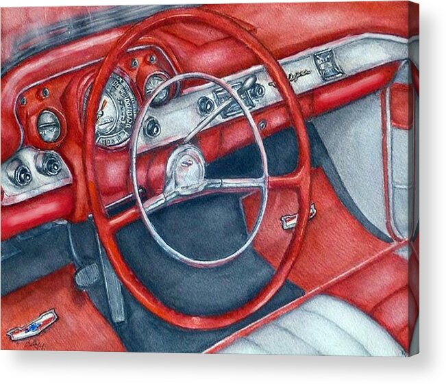 Chevy Bel Air Acrylic Print featuring the painting 1957 Chevy Bel Air by Kelly Mills