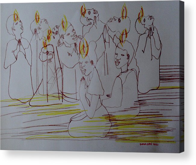 Jesus Acrylic Print featuring the mixed media Pentecost #3 by Gloria Ssali