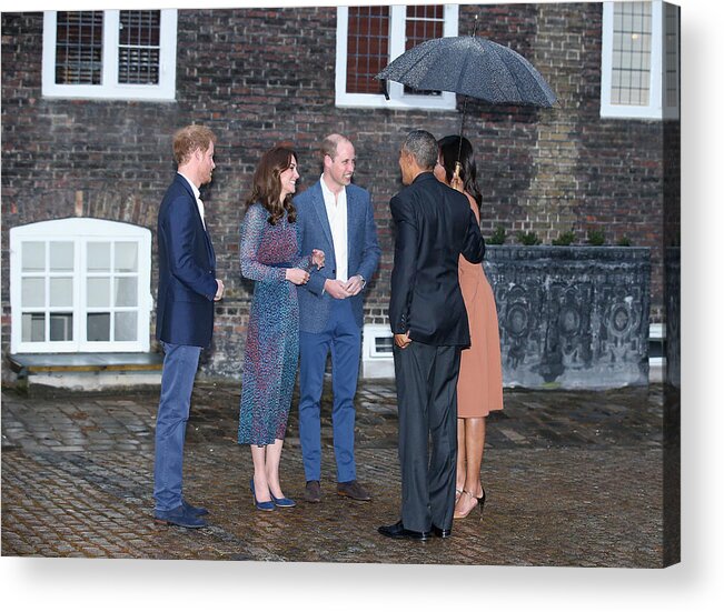 Rose Colored Acrylic Print featuring the photograph The Obamas Dine At Kensington Palace #4 by Chris Jackson
