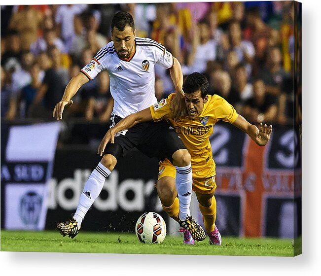Sports Ball Acrylic Print featuring the photograph Valencia CF v Malaga CF - La Liga #6 by Manuel Queimadelos Alonso