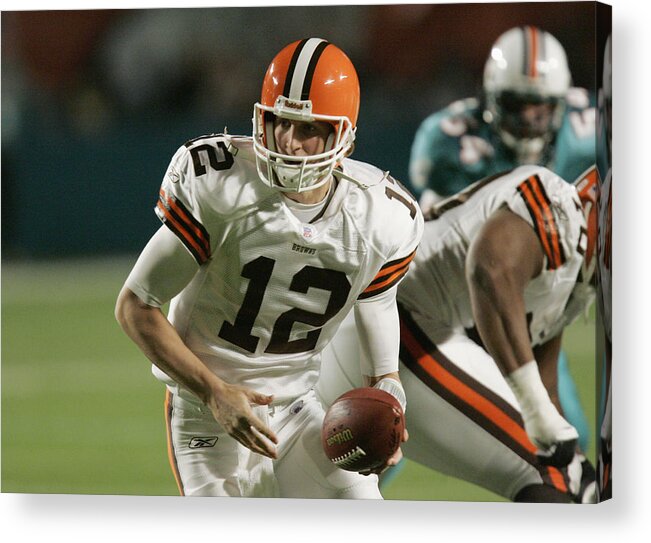 Sports Ball Acrylic Print featuring the photograph Cleveland Browns v Miami Dolphins #9 by Eliot J. Schechter