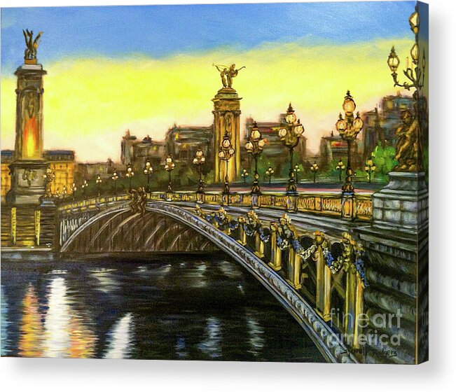 Paris Acrylic Print featuring the painting A Bridge in Paris by Sherrell Rodgers