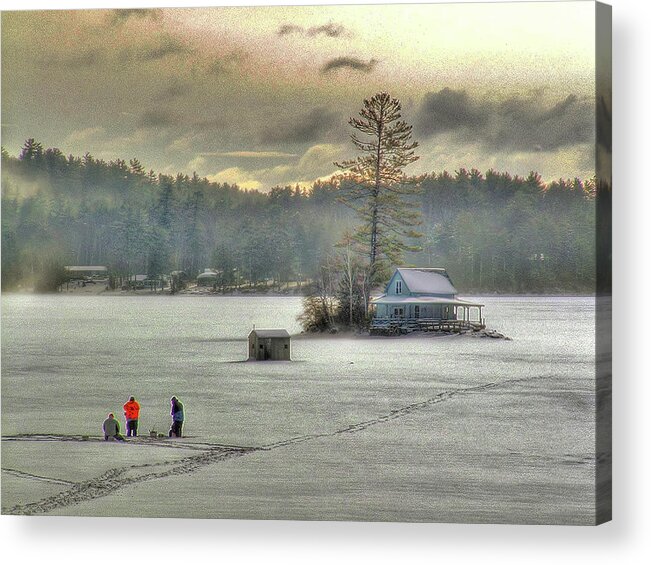 Ice Acrylic Print featuring the photograph A Warm Glow on a Cool Scene by Wayne King