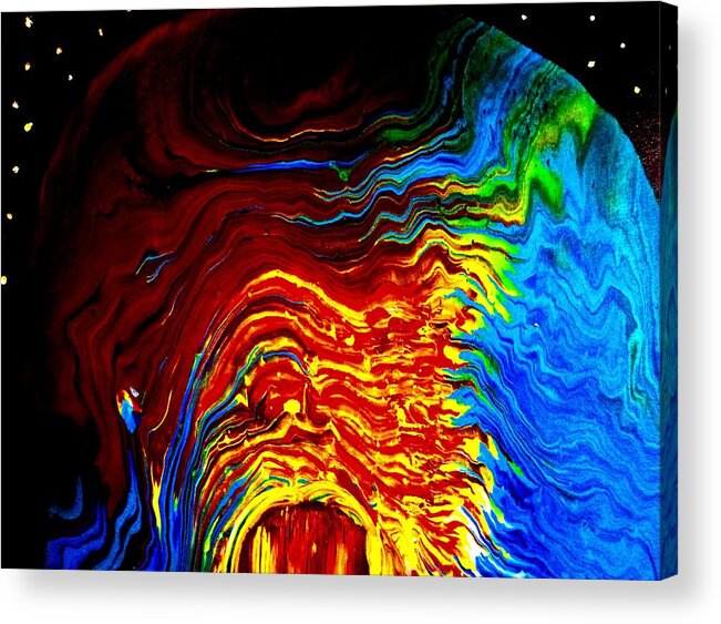 Earth Fire Above Water Acrylic Print featuring the painting Above the Earth by Anna Adams