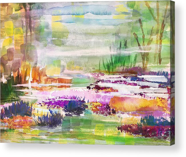 Landscape Acrylic Print featuring the painting Abstract Colorful Landscape by Sherrie Triest