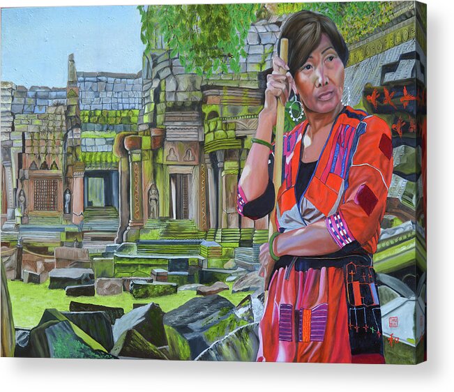 Angkor Wat Acrylic Print featuring the painting Ankor Wat by Thu Nguyen