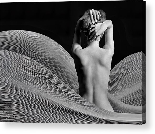 Nude Acrylic Print featuring the photograph Arising From The Waves - Variation by Joe Bonita
