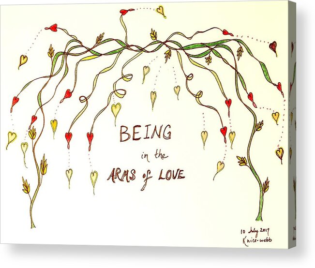 Hearts Acrylic Print featuring the drawing Arms of Love by Karen Nice-Webb