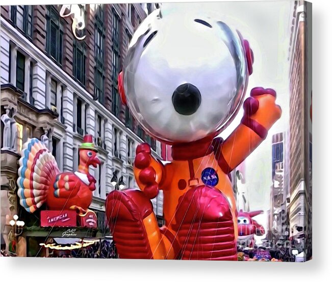 Macy's Acrylic Print featuring the digital art Astronaut Snoopy Macys Thanksgiving 2 by CAC Graphics