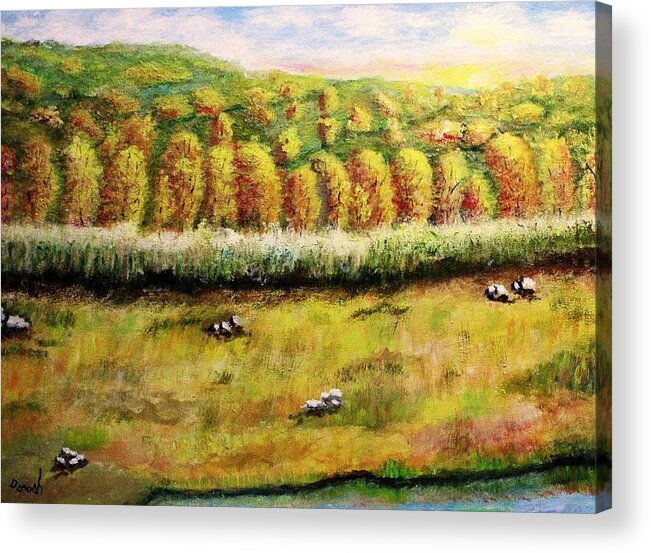 Landscape Acrylic Print featuring the painting Autumn Hills by Gregory Dorosh