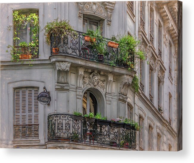 Paris Acrylic Print featuring the photograph Balconies of Montmartre, Paris by Marcy Wielfaert