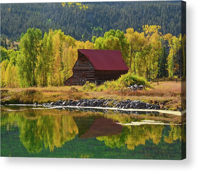 Barn Acrylic Print featuring the photograph Barn Refelction by Aaron Spong
