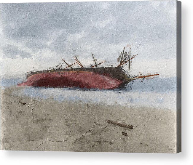 Sailing Ship Acrylic Print featuring the digital art Beached by Geir Rosset