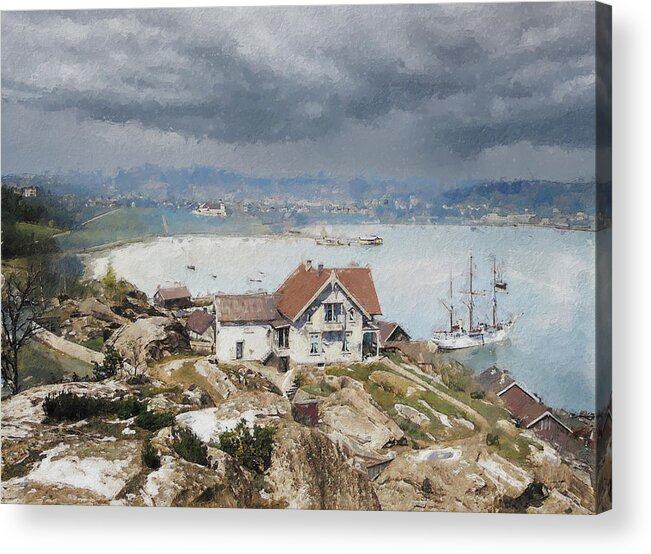 Belgica Acrylic Print featuring the digital art Belgica in Sandefjord c. 1900 by Geir Rosset