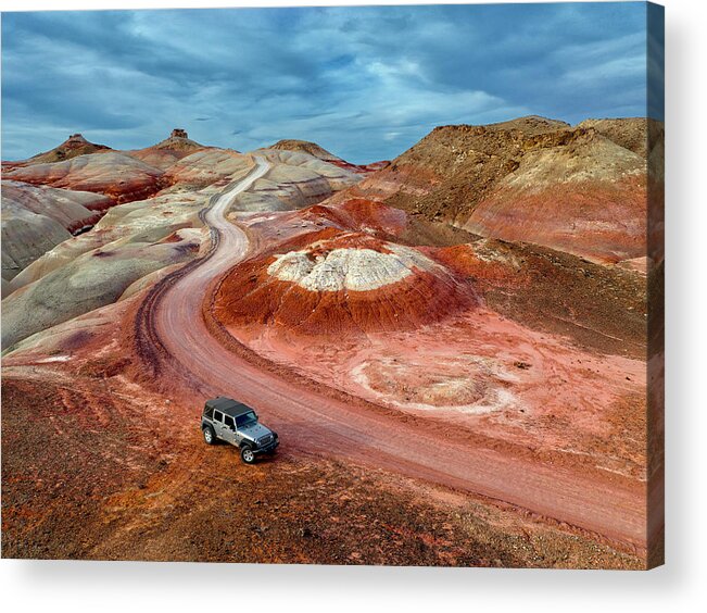 Bentonite Acrylic Print featuring the photograph Bentonite Hills UT Aerial by Susan Candelario