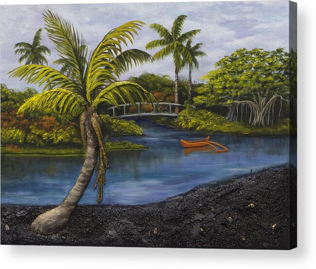 Landscape Acrylic Print featuring the painting Black Sand Beach by Darice Machel McGuire