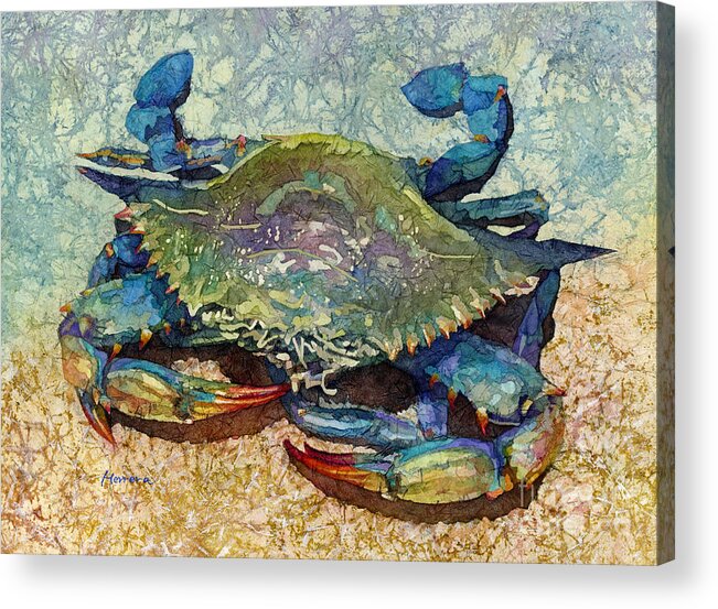 Crab Acrylic Print featuring the painting Blue Crab by Hailey E Herrera