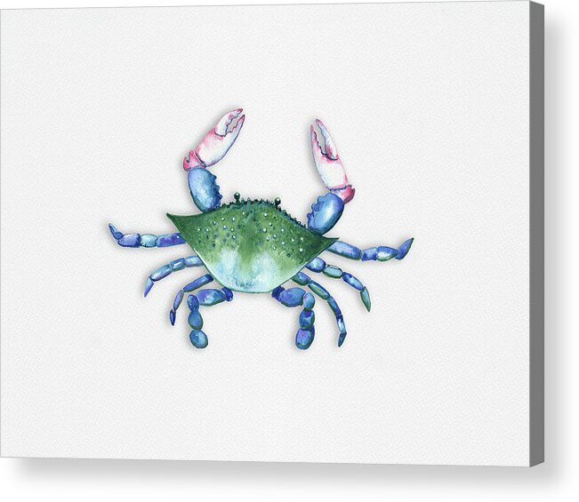 Crab Acrylic Print featuring the painting Blue, Green, Red Crab by Michele Fritz