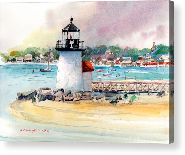 Nantucket Acrylic Print featuring the painting Brant Point Light by P Anthony Visco