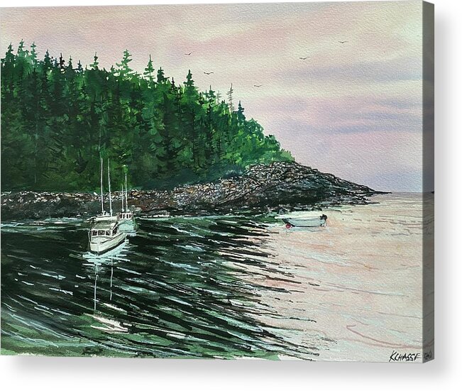 Acadia National Park Acrylic Print featuring the painting Bunker Harbor, Acadia Maine by Kellie Chasse