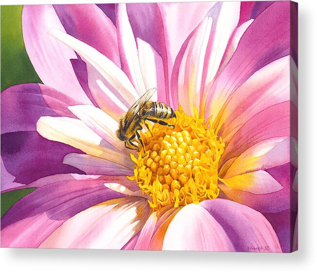 Bee Acrylic Print featuring the painting Busy Bee by Espero Art
