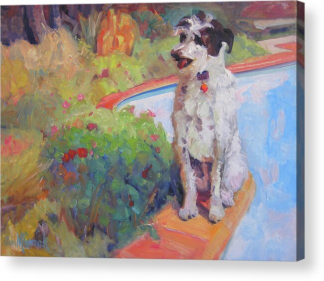 Dog Acrylic Print featuring the painting By the Pool by John McCormick