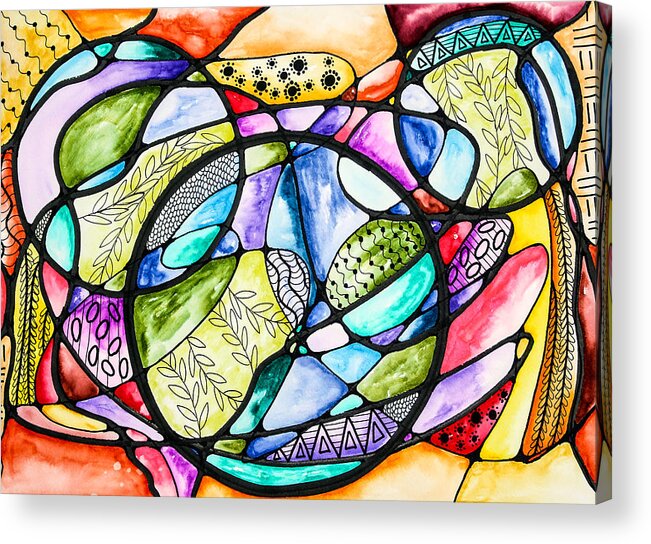 Neurographic Acrylic Print featuring the mixed media Calm Chaos by HM Matti Bright
