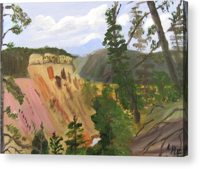 Yellowstone Acrylic Print featuring the painting Canyon Colors2 by Linda Feinberg