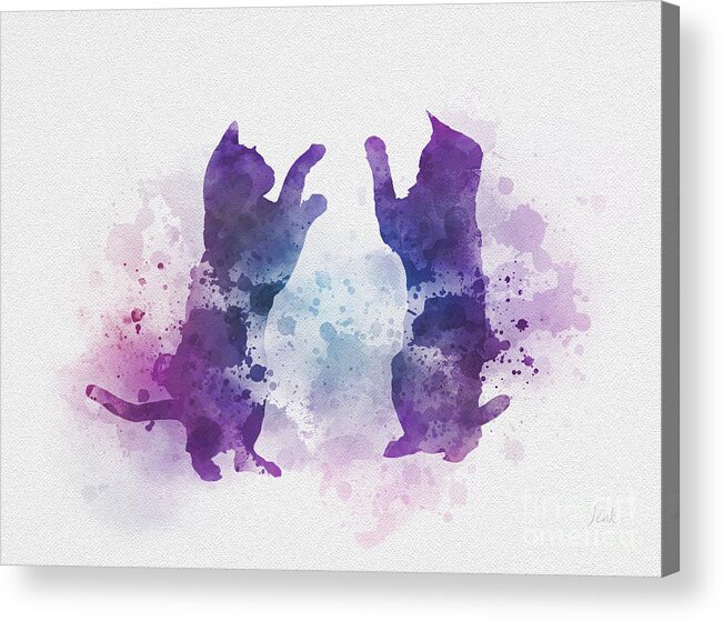 Cats Acrylic Print featuring the mixed media Cats Playing by My Inspiration