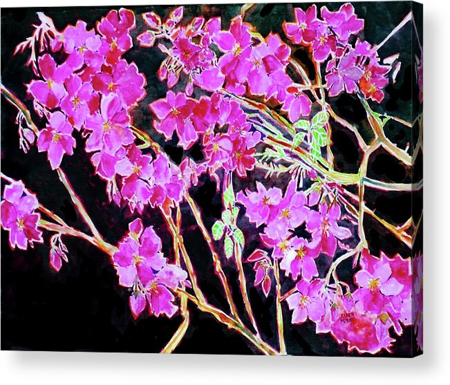 Cherry Blossoms Acrylic Print featuring the painting Cherry Tree Revisited by Karen Merry