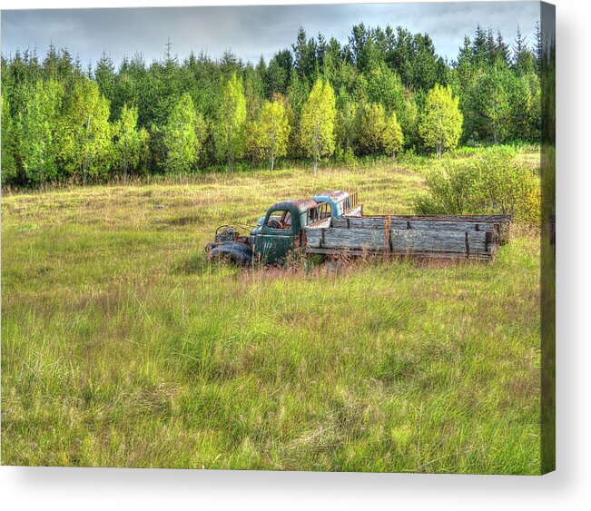 Ford Chevy Acrylic Print featuring the photograph Classics in Retirement Iceland Style by Kristia Adams