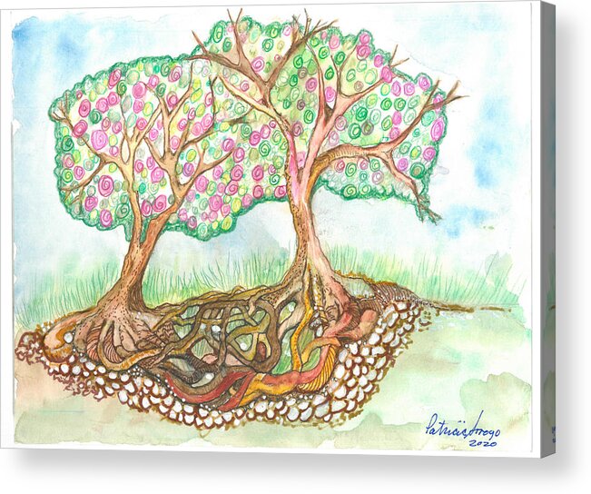 Roots Acrylic Print featuring the painting Connection by Patricia Arroyo